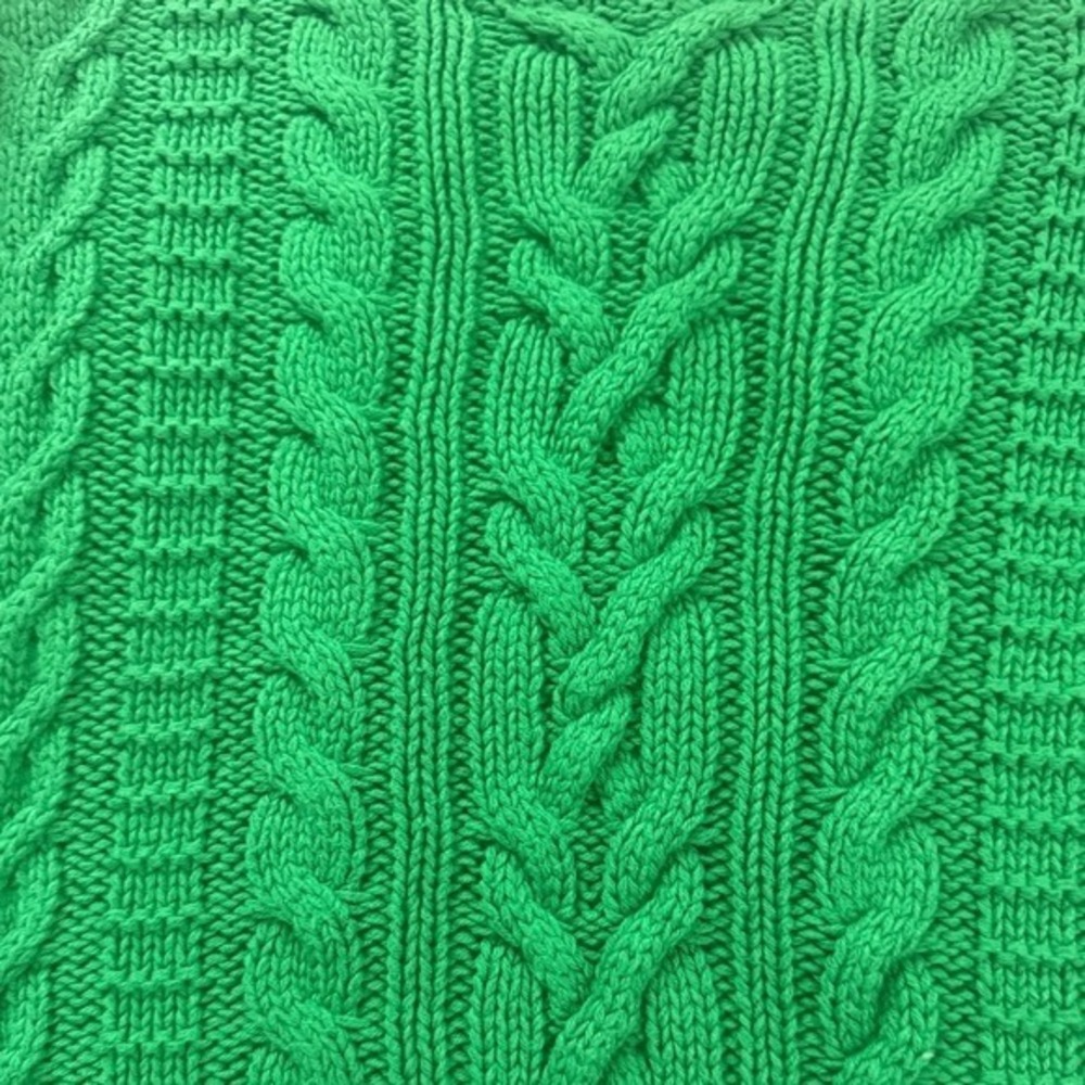 Lauren Ralph Lauren Kelly Green Chunky Cable Knit Fisherman Sweater S Preppy - Picture 7 of 9